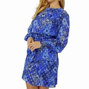 Lilly Pulitzer Alfreda Straight Dress Size 8 Alba Blue Long Sleeve Belt Metallic